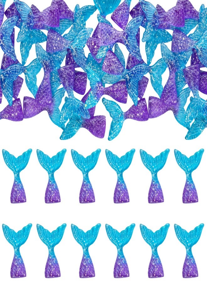 Ephlyn 24pcs Mermaid Tail Cupcake Toppers & Figurines - Acrylic Mini Wrappers - Purple & Blue Mermaid Party Supplies - Image 3