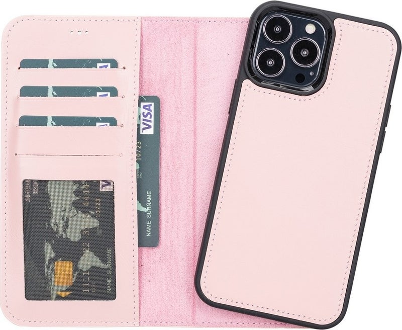 PLM Apple iPhone 13 Pro Max Compatible Leather Wallet Case Nu2 Pink  - Image 1