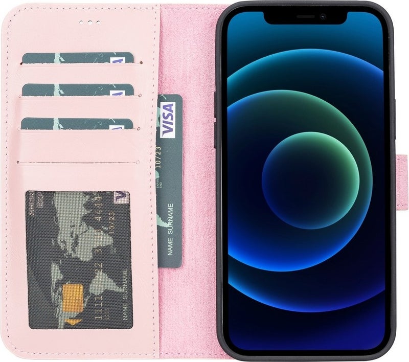 PLM Apple iPhone 13 Pro Max Compatible Leather Wallet Case Nu2 Pink  - Image 2