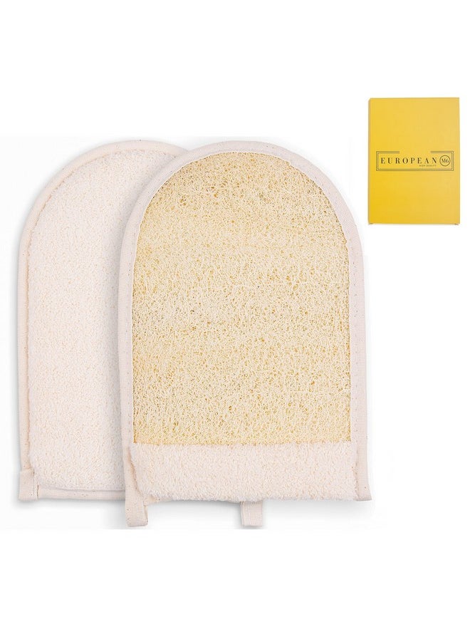 EUROPEAN M6 - Loofah Exfoliating Body Scrubber Dual Side Big Size Exfoliator Bath Sponge Glove Natural Organic Large Luffa For Women And Men Deep Exfoliation Loofa Wash Mitt Fit Perfect In Your Hand - Image 1