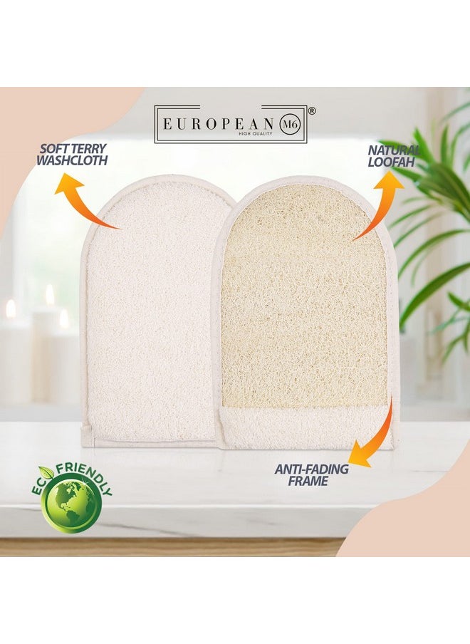 EUROPEAN M6 - Loofah Exfoliating Body Scrubber Dual Side Big Size Exfoliator Bath Sponge Glove Natural Organic Large Luffa For Women And Men Deep Exfoliation Loofa Wash Mitt Fit Perfect In Your Hand - Image 1