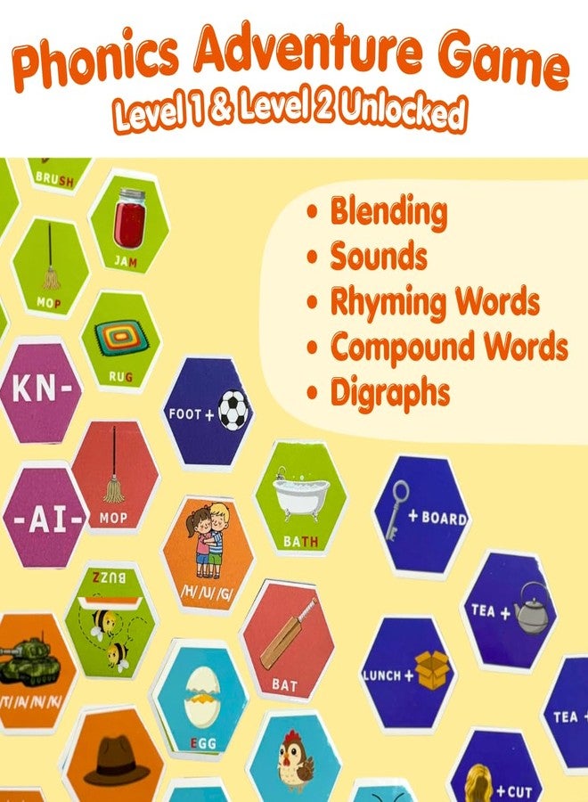 CocoMoco Kids Spell Buzz Phonics Game Level 1 and 2, Learn to Read, 4-6 Year Old Boys and Girls | Word Spelling & Phonics Board Game | Educational Learning Toy, Birthday Return Gift for Kids - Image 4
