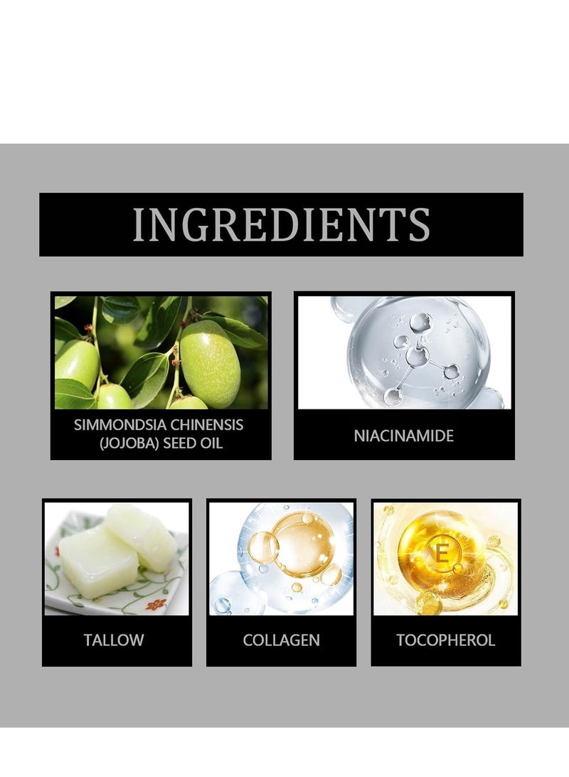 West&Month Mens Beef Tallow Moisturizing Cream, Skin Anti Aging & Firming Moisturizer with Collagen, Niacinamide, and Grass Fed Beef Tallow, Tallow Balm for Face 50g - Image 4