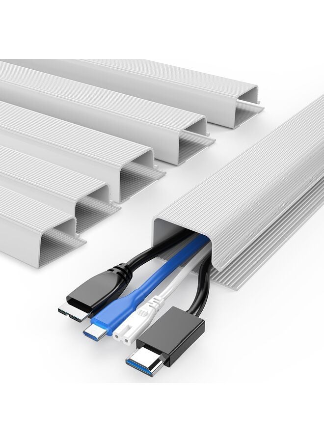 Cable Raceway, Cable Management 96'' J Channel, Cable Raceway- Cable Management Under Desk with Adhesive Stripe, Easy to Install Desk Cord Organizer - Image 1