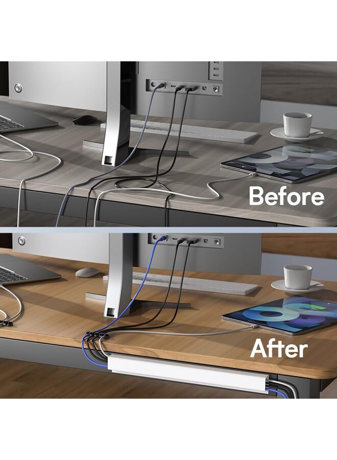 Cable Raceway, Cable Management 96'' J Channel, Cable Raceway- Cable Management Under Desk with Adhesive Stripe, Easy to Install Desk Cord Organizer - Image 3