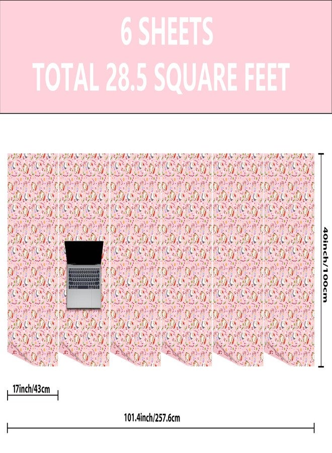 Vnaaem Pink Christmas Wrapping Paper Roll - Christmas Santa Claus Cup & Candy Cane with Bow Design Gift Wrap for Holiday Party Celebration Winter DIY Craft - 17 In X 20 Ft(Total 28.5sq.ft - Image 4