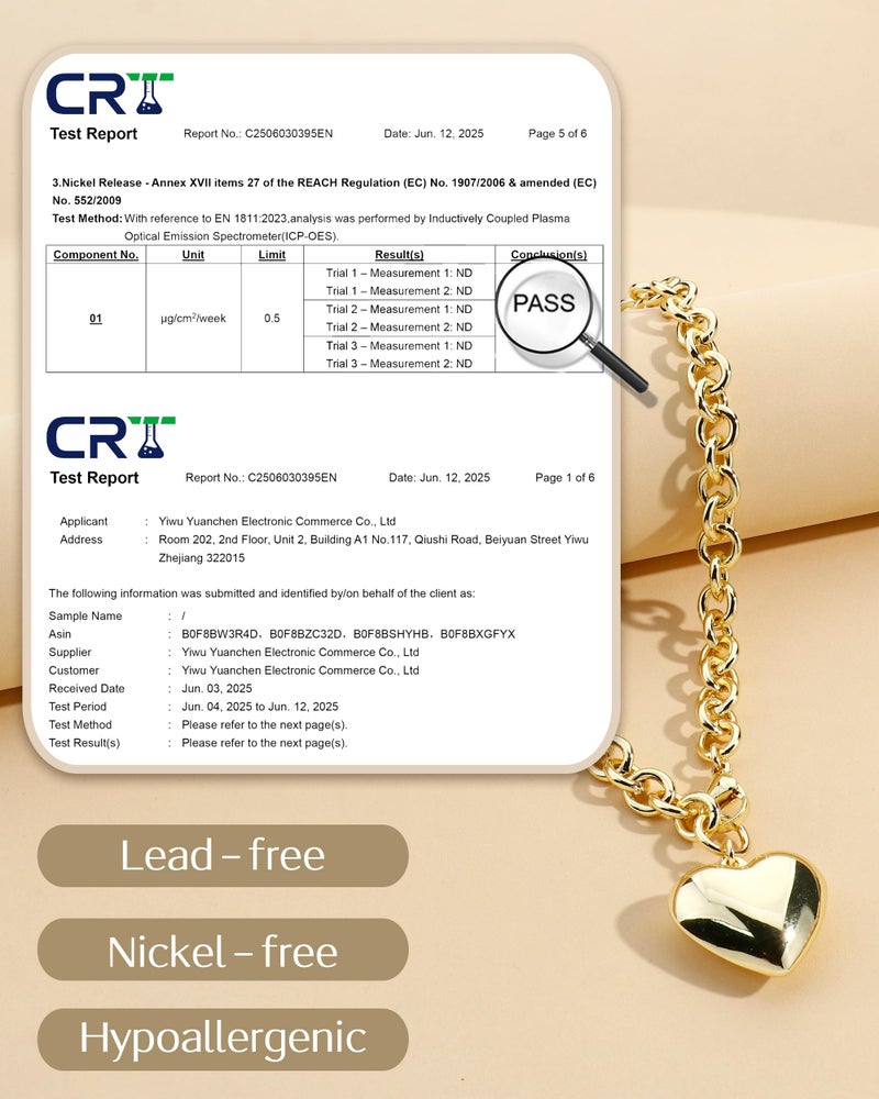 TEN MIRO 16k Gold Plated Chunky Gold Plated Necklace for Women Non Tarnish, 36'' /92cm Long Chunky Heart Necklace layered Puffy Heart Necklaces Long Thick Pendant Bold Statement Necklaces for Women Trendy - Image 5