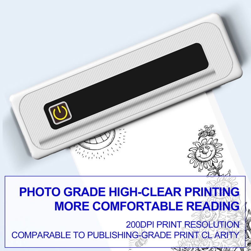 Portable Printer Wireless Inkless Printer Supports 8.26''x11.69'' Thermal Paper Printer BT5.1 Connection Printer A4 Thermal Paper Compatible with iOS, Android & Laptop for Office Car Home, Travel, - Image 2