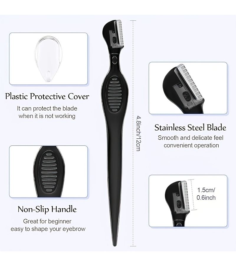 21pcs Mens And Womens Facial Shaver Eyebrow Shaver Multifunctional Facial Trimmer With Precision Cover Suitable For Womens Makeup And Facial Care Tools Black - Image 4