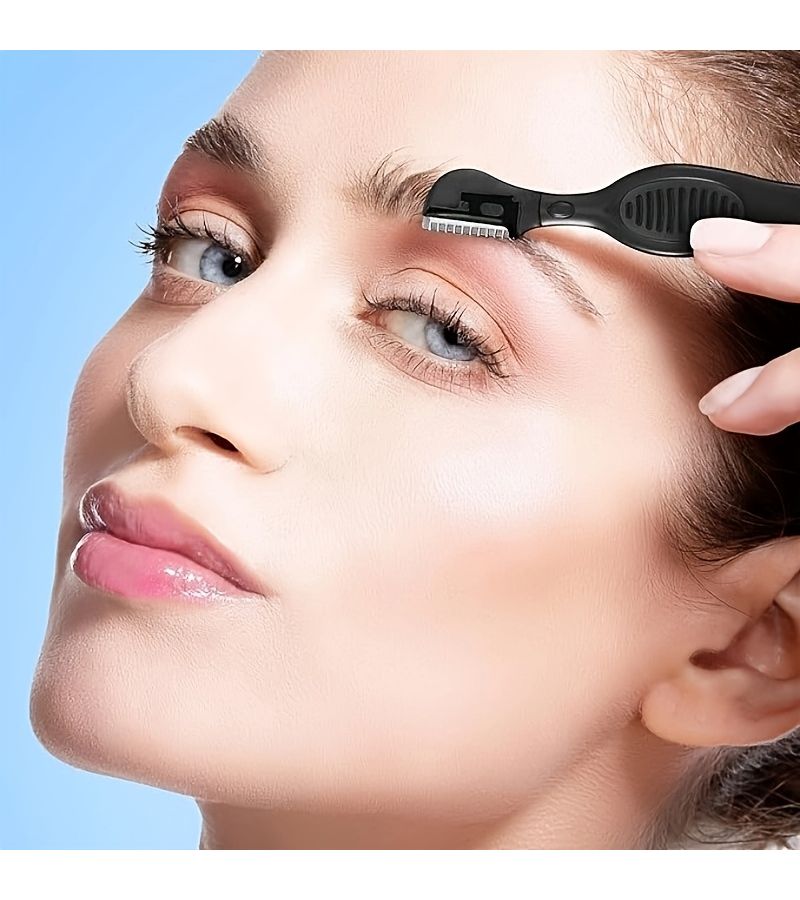 21pcs Mens And Womens Facial Shaver Eyebrow Shaver Multifunctional Facial Trimmer With Precision Cover Suitable For Womens Makeup And Facial Care Tools Black - Image 5