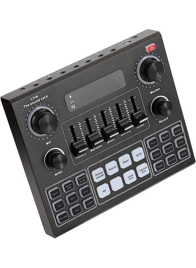 V9 Live Sound Card Bluetooth Accompaniment Audio Mixer with Sound Effects For Broadcasting Recording Network Singing on Phones Laptop - Image 1