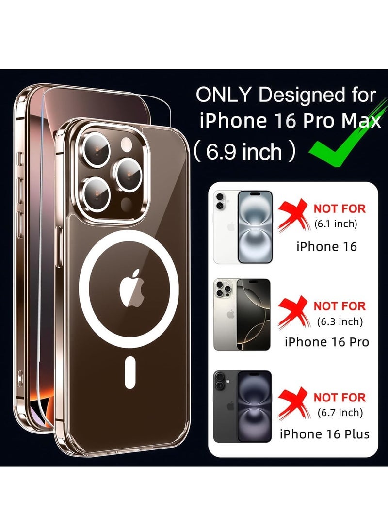iPhone 16 Pro Max Case ‚Äì Crystal Clear Magnetic Case with Screen Protector u0026 Camera Cover, Compatible with MagSafe, Shockproof Slim Silicone TPU Bumper u0026 Hard PC Cover - Image 3