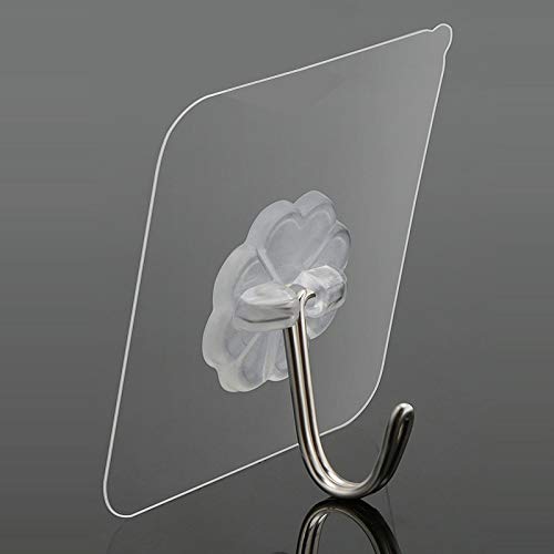 Emergity Multipurpose Self Adhesive Water Proof Heavy Duty Wall Hook for Kitchen, Bathroom | Sticky Hook for Wall (Transparent) Set of (20) - Image 1
