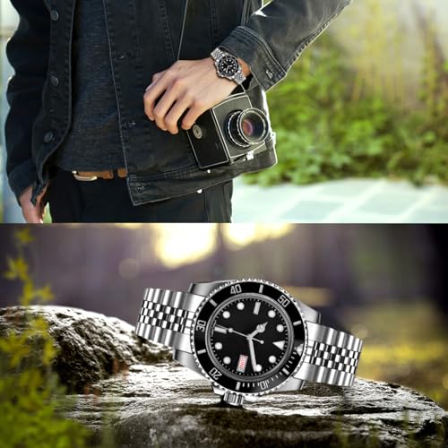 Juntan 22mm Screw-in Stainless Steel Watch Band for Men Women, 5 Beads Curved End Metal Watch Bands Strap with Oyster Buckle, No Gap Taperd Replacement Bracelet Silver - Image 4