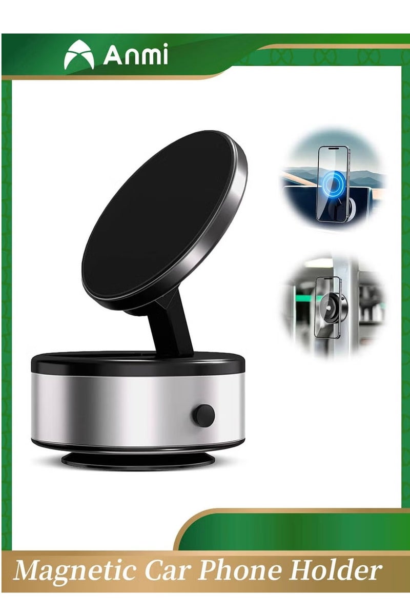 Anmi Anmi 360° Rotating Magnetic Car Phone Holder, Hands-Free Car Mount with Strong Magnet for Car, Screen, Tile (Silver)