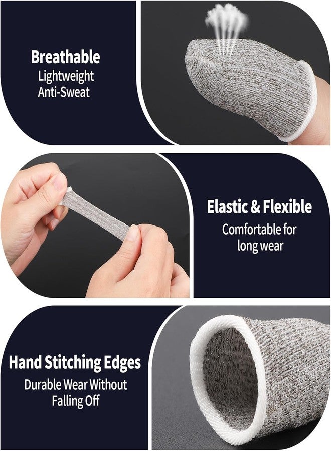 DROPOSALE Hand Finger Protectors Sleeves Cots Cut Resistant Protector Reusable Thumb Anti Slip Guards for Kitchen Sculpture Work Black White Mixed (10) - Image 3