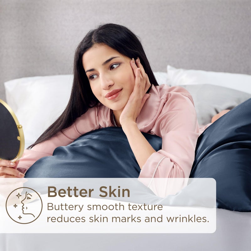 Bedsure King Size Satin Pillowcase Set of 2 - Blue Silky Pillow Cases for Hair and Skin with Envelope Closure, Similar to Silk Pillow Cases, Gifts for Women Men, 20x36 Inches, 2pcs - Image 4