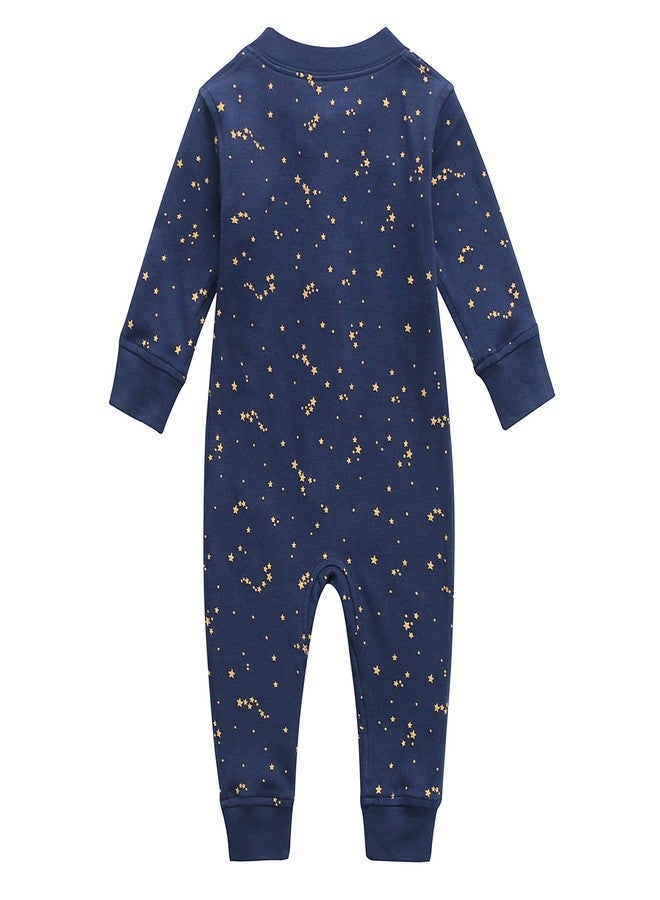 Owlivia Organic Cotton Baby Boy Girl Zip up Sleep N Play, Footless, Long Sleeve(0-3 Months, Starry Sky) - Image 2