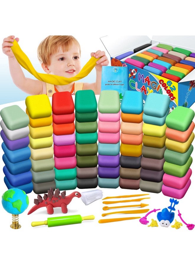 ESSENSON Modeling Clay Kit - 62 Colors Air Dry Magic Clay, Best Gift for Boys & Girls Age 3-12 Year Old, DIY Molding Kids, with Sculpting Tools, Decoration Accessories, Kids Art Crafts - Image 1