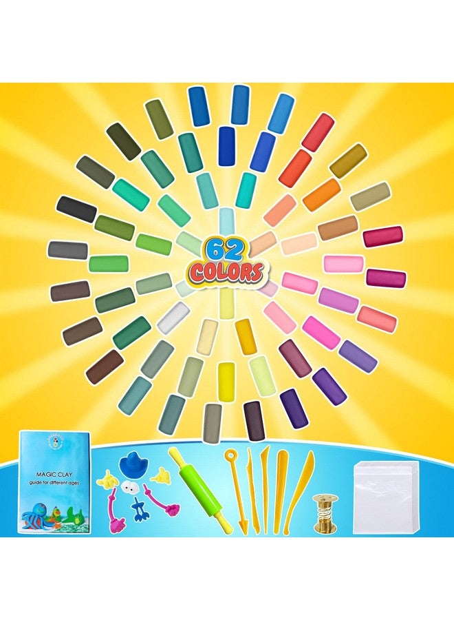 ESSENSON Modeling Clay Kit - 62 Colors Air Dry Magic Clay, Best Gift for Boys & Girls Age 3-12 Year Old, DIY Molding Kids, with Sculpting Tools, Decoration Accessories, Kids Art Crafts - Image 2