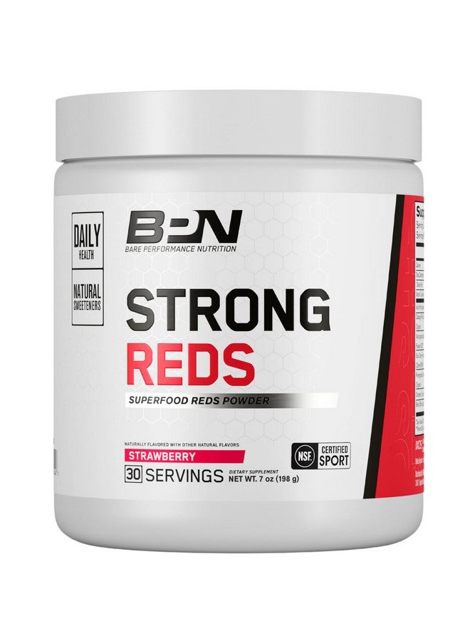 BARE PERFORMANCE NUTRITION, BPN Strong Reds Superfood Powder, Digestive Enzymes, Antioxidants, Improved Natural Energy, 30 Servings, Strawberry - Image 1