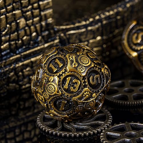 IUSTIDIE Metal Dice Set DD 7Die DND Dice Metal Gear Dice with Gift Bag for Role Playing GamesAntique Gold - Image 5