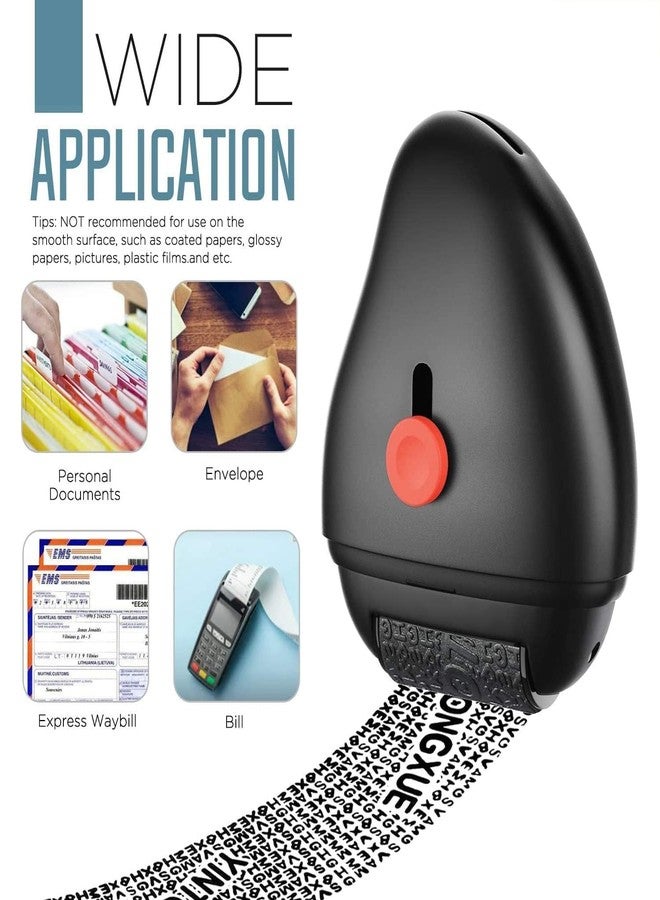 Careflection Security Stamp Identity Protection Roller Refillable Self Inking Private & Confidential Stamp Roller for Personal Information ID, Address Blackout (Black) - Image 3