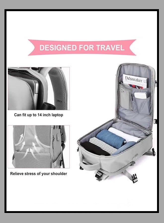 Canway Travel Backpack for Men Women Carry On Backpack with USB Charging Port Shoe Compartment 15.6 Inch Laptop Backpack Flight Approved College School Bag Casual Daypack for Weekender Business Hiking - Image 1