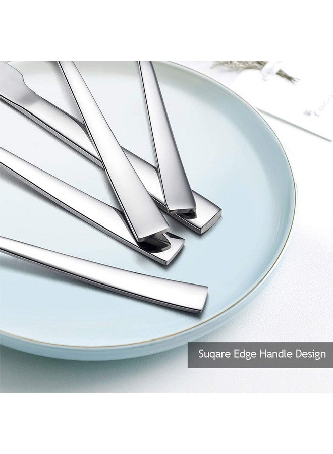 إي-فار طقم أدوات مائدة من إي-فار، 60 قطعة، طقم أدوات مائدة من الفولاذ المقاوم للصدأ، مناسب لـ 12 شخصًا، طقم أدوات مائدة للمطاعم والحفلات المنزلية، شوك/ملاعق/سكاكين عشاء، حافة مربعة ومرآة مصقولة، آمنة للاستخدام في غسالة الأطباق - Image 4
