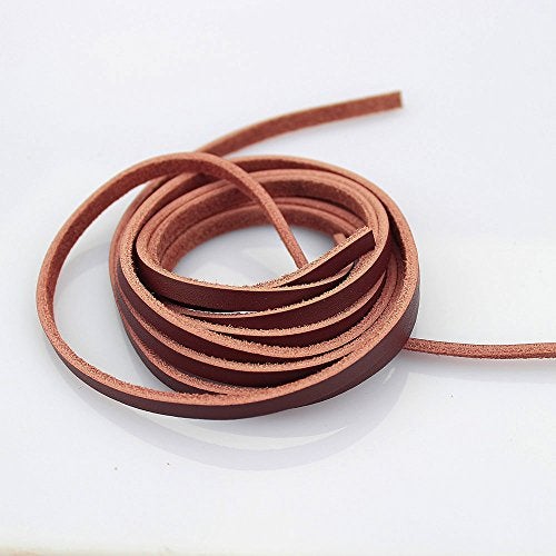LolliBeads (TM) 5mm Flat Genuine Leather Cord Braiding String Brown Espresso (2 Yards) - Image 1