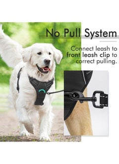 Rabbitgoo Dog Harness, No-Pull Pet Harness with 2 Leash Clips, Adjustable Soft Padded Dog Vest, Reflective No-Choke Pet Oxford Vest with Easy Control Handle for Large Dogs, Black, XL 