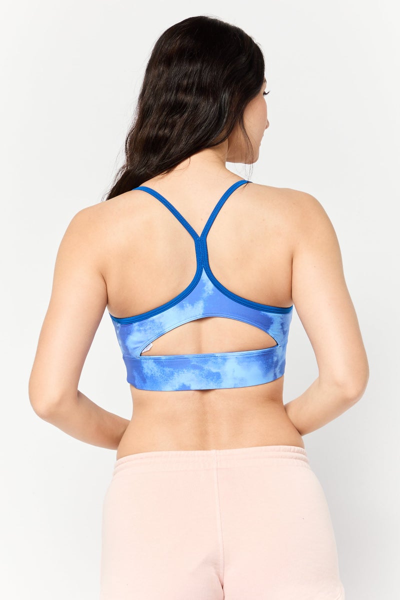 Reebok حمالة صدر رياضية للنساء مبطنة قليلاً، زرقاء - Image 4