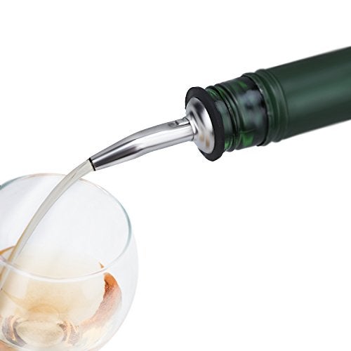 Urban Snackers Stainless Steel Liquor Bottle Pour Dispenser Spout Rubber Stopper, Silver - Image 1