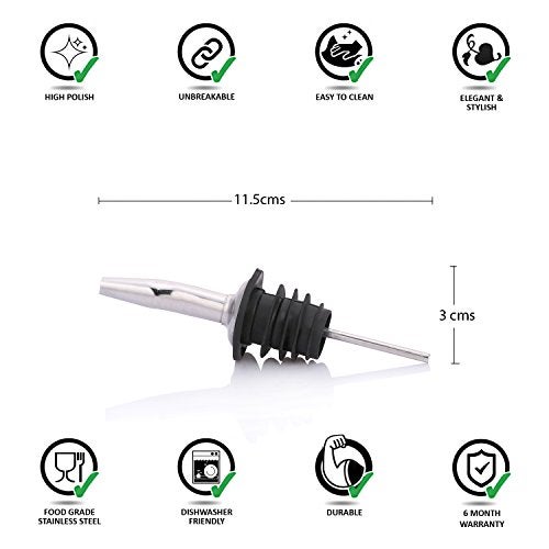 Urban Snackers Stainless Steel Liquor Bottle Pour Dispenser Spout Rubber Stopper, Silver - Image 3