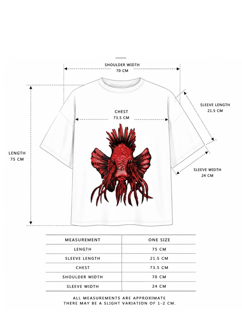 Janara Jones  Unisex Off White Oversized Uncle Choi Print Cotton T-shirt for Women | Best Price UAE