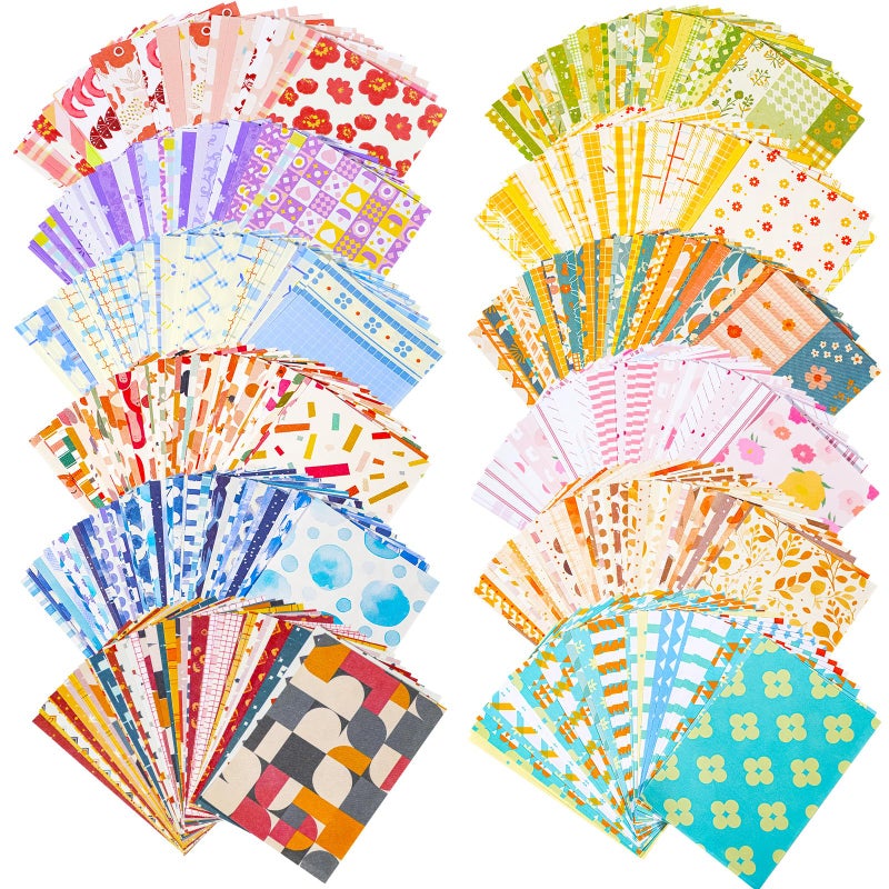 X Hot Popcorn 600 Sheets Vintage Scrapbook Paper Set Aesthetic Paper Supplies Diy Decorative Supplies for Writing Drawing Embellishment Scrapbooking Travel Journal 3.35x2.17 Inch - Image 1