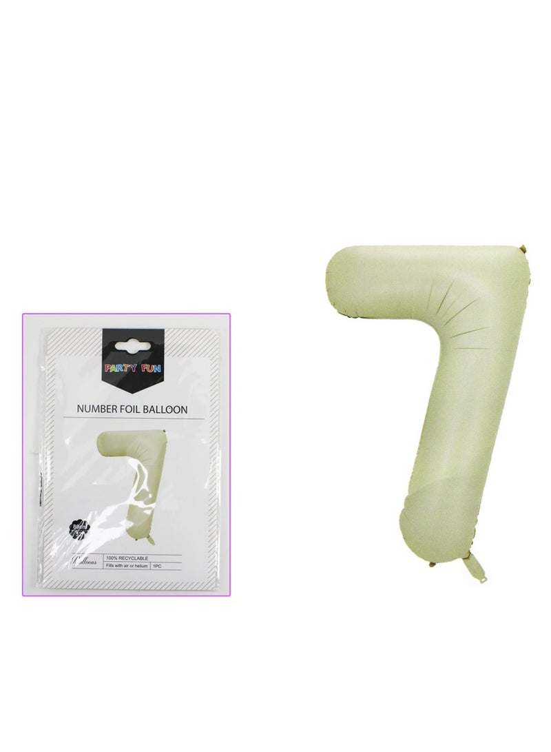 PARTY FUN Foil Number Balloon 32" No.7 Cream Color  - Image 2