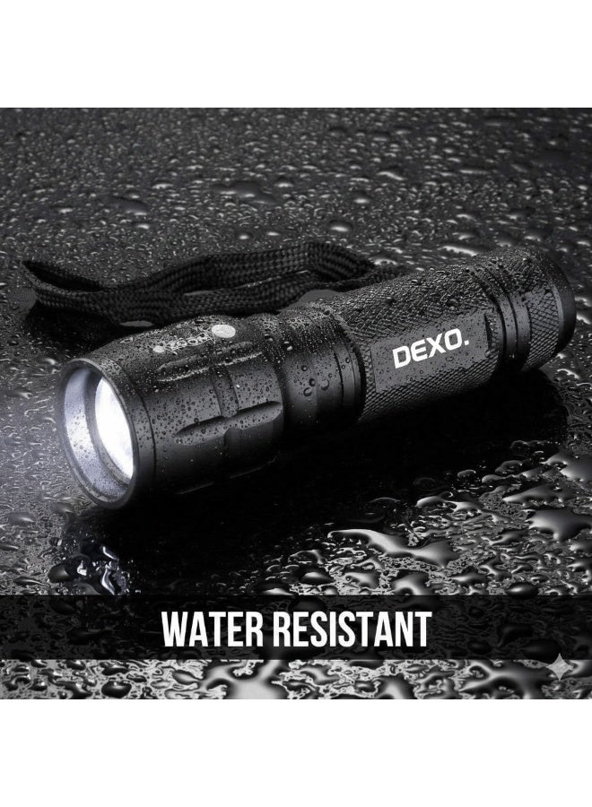 DEXO Super Bright Telescoping LED Flashlight – 1000 Lumens, Rugged Aluminum, AAA Powered, Pocket Torch for Camping & Emergencies, Waterproof, Ultra Compact Outdoor Light, Hiking, Home, Travel - Image 3