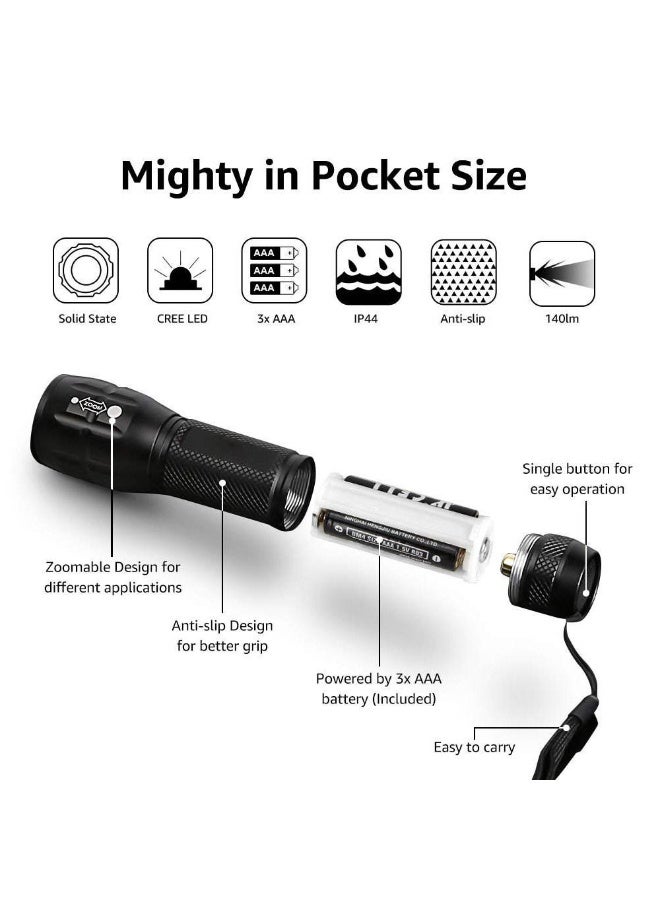 DEXO Super Bright Telescoping LED Flashlight – 1000 Lumens, Rugged Aluminum, AAA Powered, Pocket Torch for Camping & Emergencies, Waterproof, Ultra Compact Outdoor Light, Hiking, Home, Travel - Image 2