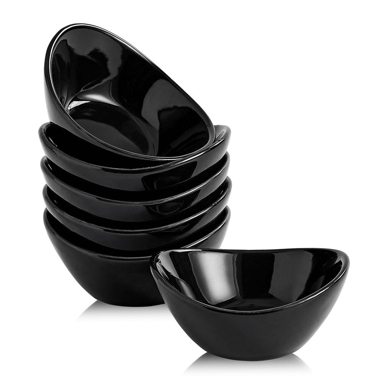 Swuut Ceramic Dipping Bowls Set of 615 Oz White Dip Pinch BowlSoy Sauce DishesMini Bowls for Charcuterie Board SushiTomato SauceBBQ and Party SuppliesBlack