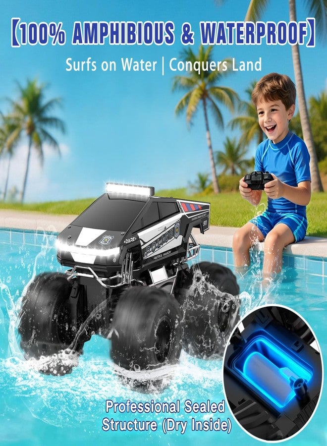 Qrytoi Police Cyber Remote Control Car, 1:18 Amphibious RC Car for Boys and Girls, 2.4GHz Waterproof Monster RC Car, Remote Control Truck Toys for Kids 6+ - Image 2