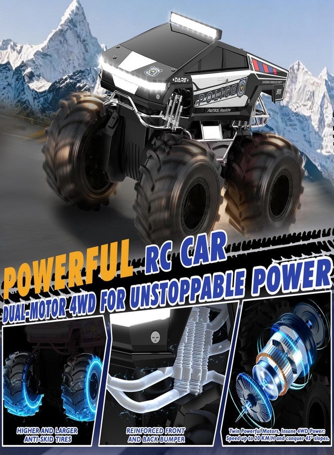 Qrytoi Police Cyber Remote Control Car, 1:18 Amphibious RC Car for Boys and Girls, 2.4GHz Waterproof Monster RC Car, Remote Control Truck Toys for Kids 6+ - Image 4