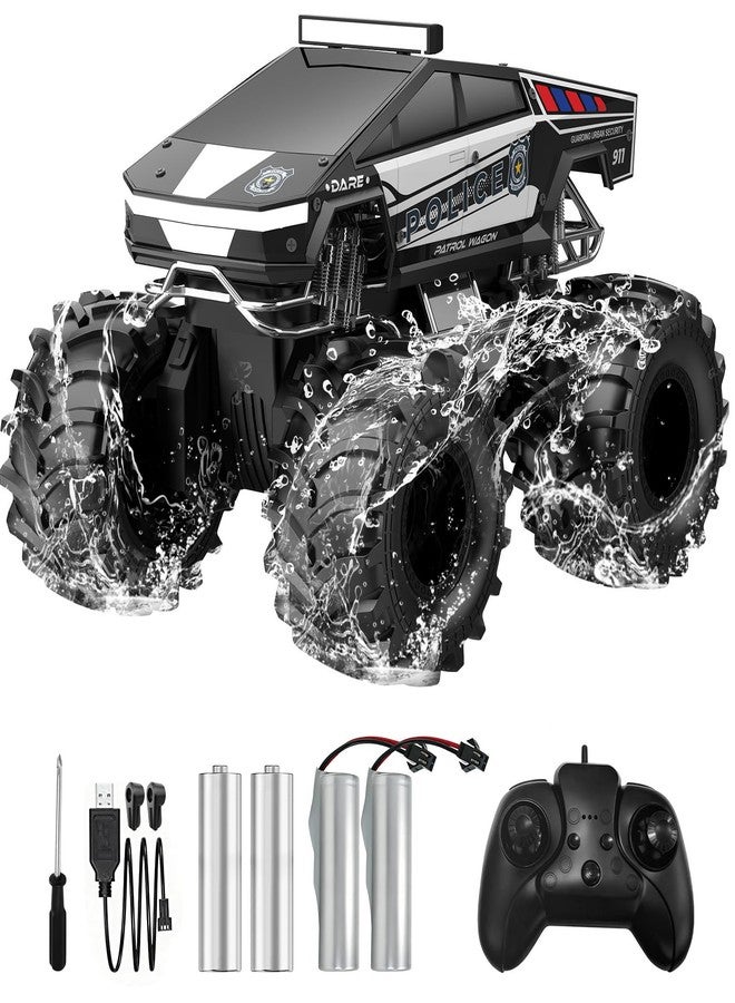 Qrytoi Police Cyber Remote Control Car, 1:18 Amphibious RC Car for Boys and Girls, 2.4GHz Waterproof Monster RC Car, Remote Control Truck Toys for Kids 6+ - Image 1