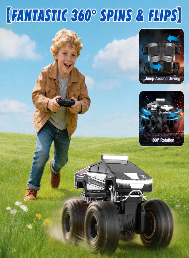 Qrytoi Police Cyber Remote Control Car, 1:18 Amphibious RC Car for Boys and Girls, 2.4GHz Waterproof Monster RC Car, Remote Control Truck Toys for Kids 6+ - Image 5