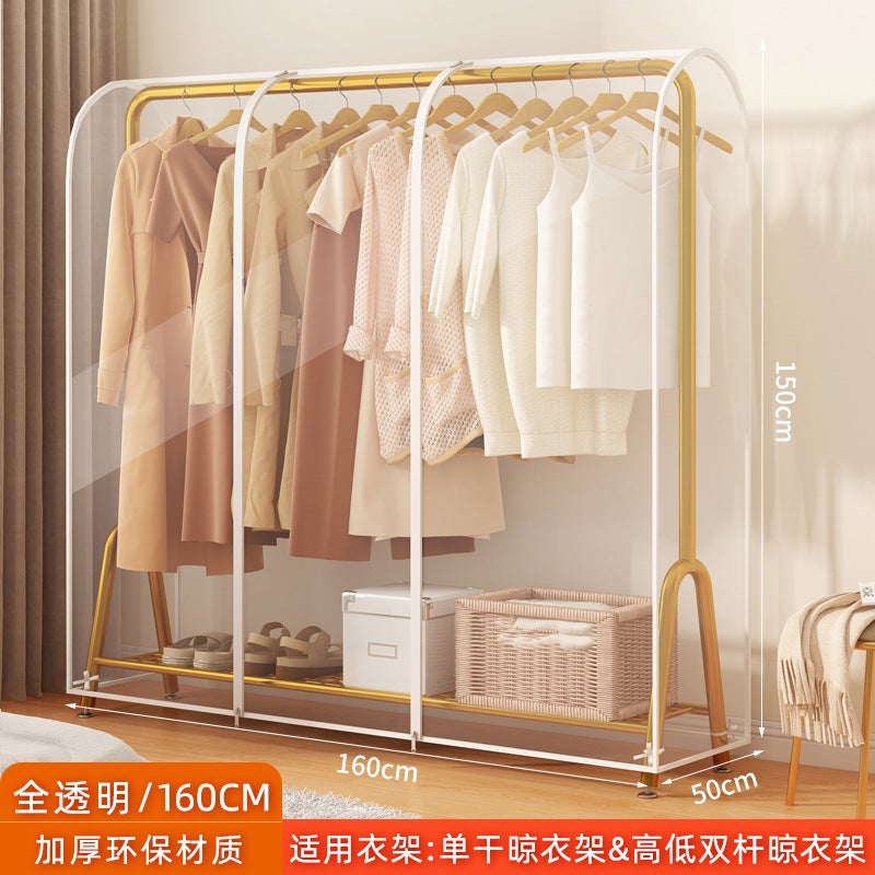 Casual Dust-Proof Household Floor-Standing Transparent Dust-Proof Dormitory Clothes Hanger Large Peva Clothes Hanger Clothes Dust Cover - Image 1