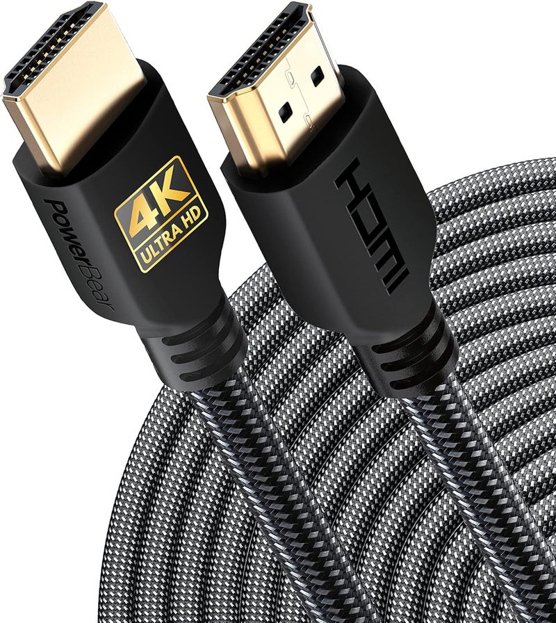 PowerBear 4K HDMI Cable 75 ft | High Speed Hdmi Cables, Braided Nylon & Gold Connectors, 4K @ 60Hz, Ultra HD, 2K, 1080P, ARC & CL3 Rated | for Laptop, Monitor, PS5, PS4, Xbox One, Fire TV - Image 1