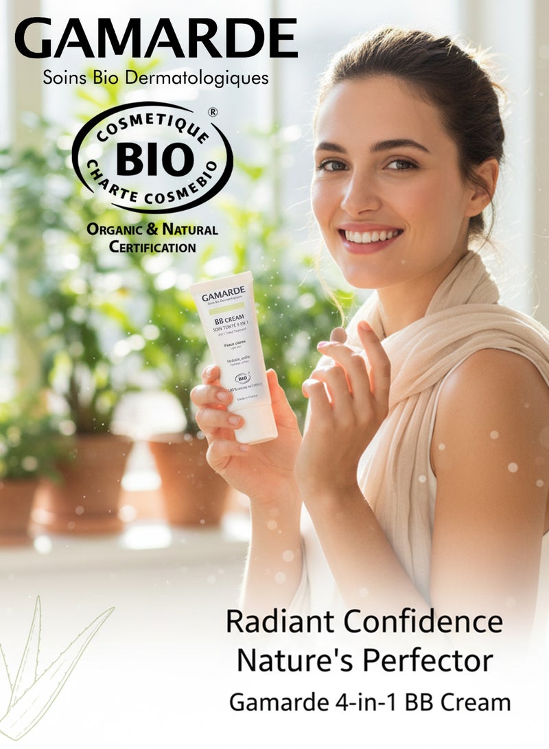 gamarde Professional BB Cream for Light Skin 40ml Certified Organic Natural Tinted Moisturizer & Face Corrector 4-in-1 Hydrating, Brightening, Soothing & SPF15 Sun Protecting Formula Lightweight Non-Greasy with Argan Oil, Shea Butter, White Clay & Thermal Spring Water Organic Makeup Base for Fair, Pale, Sensitive, Dry, Normal & Combination Skin Natural Radiant Semi-Matte Finish French Luxury Best Organic Skincare for Daily Use - Image 4