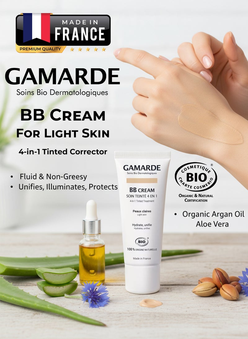 gamarde Professional BB Cream for Light Skin 40ml Certified Organic Natural Tinted Moisturizer & Face Corrector 4-in-1 Hydrating, Brightening, Soothing & SPF15 Sun Protecting Formula Lightweight Non-Greasy with Argan Oil, Shea Butter, White Clay & Thermal Spring Water Organic Makeup Base for Fair, Pale, Sensitive, Dry, Normal & Combination Skin Natural Radiant Semi-Matte Finish French Luxury Best Organic Skincare for Daily Use - Image 3