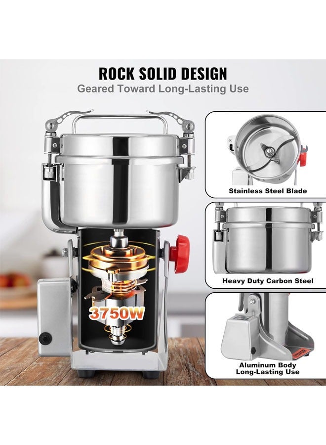 Hihonor 2500g Electric Grain Mill Grinder, 3200W High-Speed Commercial Grinders, Stainless Steel Swing Type Pulverizer Machine, for Cereals, Dry Grains, Coffee, Corn, Pepper - Image 2