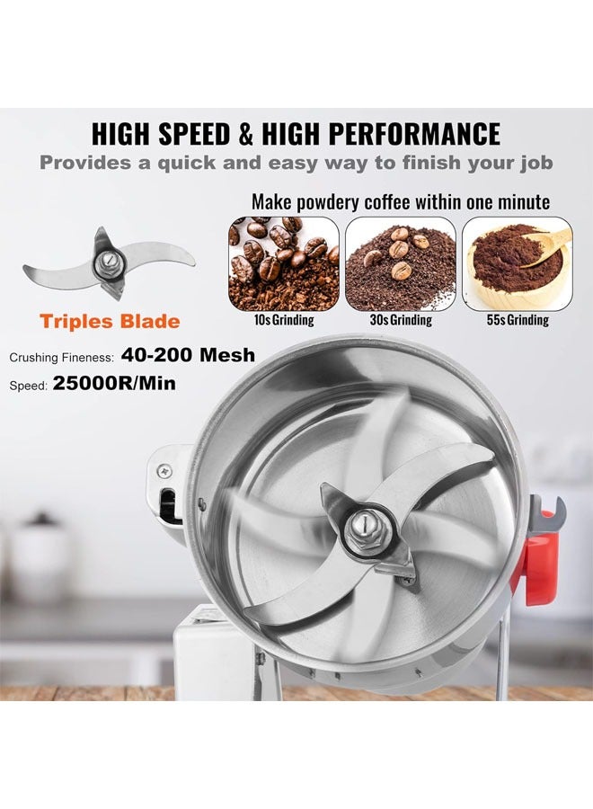 Hihonor 2500g Electric Grain Mill Grinder, 3200W High-Speed Commercial Grinders, Stainless Steel Swing Type Pulverizer Machine, for Cereals, Dry Grains, Coffee, Corn, Pepper - Image 3